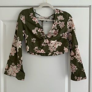 Zara Floral Long Sleeve Crop